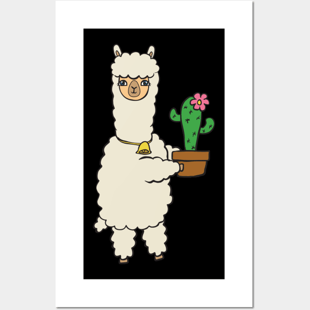 Alpaca with cactus Wall Art by theanimaldude